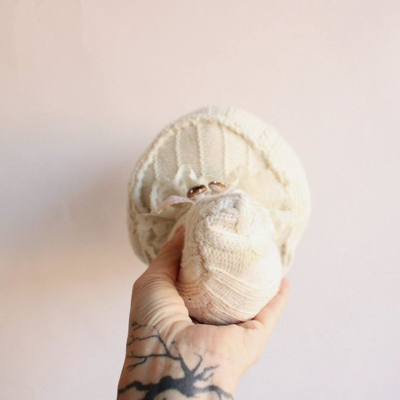 Knit Sweater Toadstool with Vintage Lace and Toadstools, Upcycled, Cottage - Picture 8 of 10